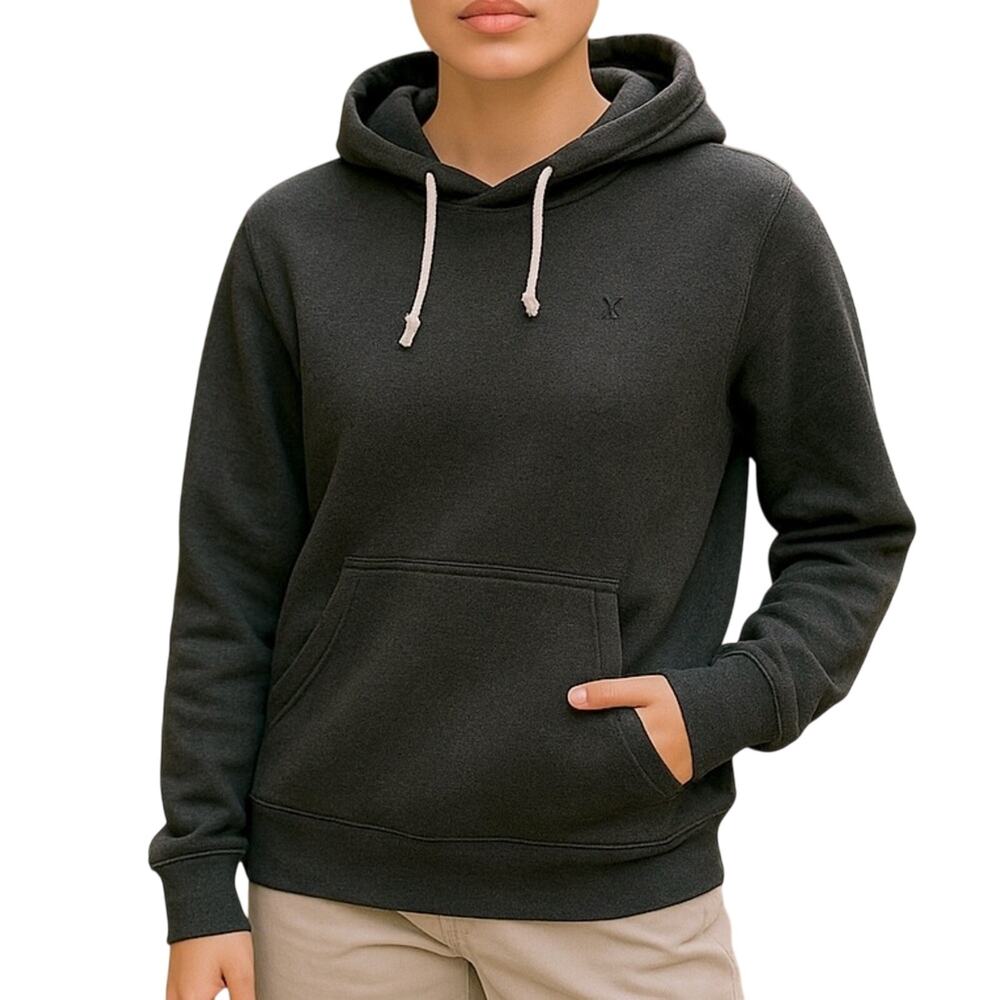 Hurley Oversized Charcoal Hoodie Small | Side Pocket Pullover Sweatshirt